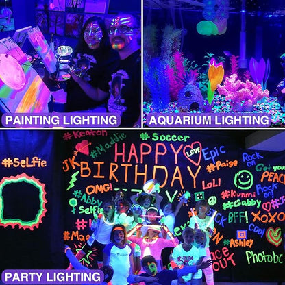 SUNVIE 2 Pack Halloween Spotlight Outdoor Black Light Spotlight Outdoor Waterproof 12W Purple Spot Lights Outdoor Halloween Black Lights Outdoor Blacklight Spotlight with US Plug for Glow Party Stage