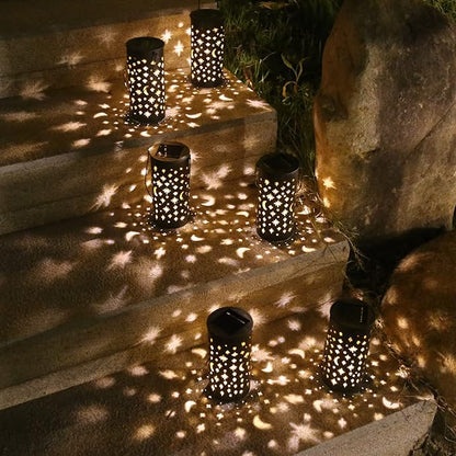 Solar Garden Lamp, 6 Sets Waterproof LED Solar Pathway Lights, Outdoor Landscape Star Moon Ground Lamp for Lawn Patio Walkway