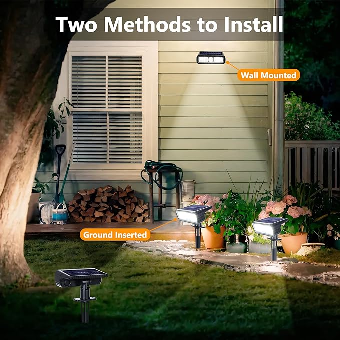 Toodour Solar Spot Light Outdoor, 6 Pack Solar Lights Outdoor with 2 Modes, Waterproof Solar Powered Flood Lights | Lumora