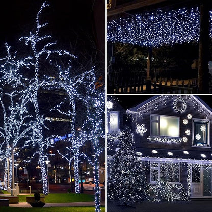 Christmas Tree Lights Outdoor, 205Ft 600 LED Twinkle Fairy Lights String Lights with 8 Light Modes for Christmas LED Garland Wreath Wedding Indoor Holiday Decorations with Dark Green Wire, Cool White