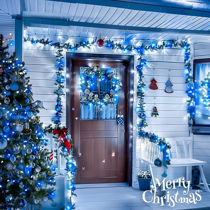 JMEXSUSS Blue and White String Lights Outdoor Indoor, 200 LED Christmas String Lights Clear Wire, 66ft Christmas | Lumora