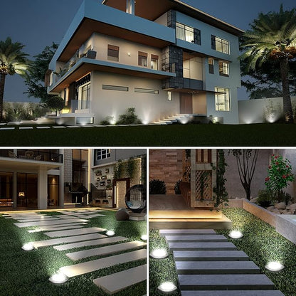 JESLED Landscape Lighting 6W LED Well Lights, 12V 24V Ground Lights 6000K Bright White, IP67 Waterproof Low Voltage Landscape Light Spotlight for Driveway Deck Patio Yard Garden Outdoor (6 Pack)