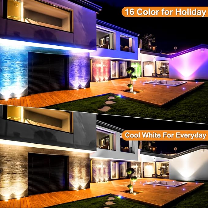 Landscape Lighting - 10W RGB Landscape Lights with Color Changing, 12V-24V Waterproof Outdoor In-Ground Lights for | Lumora