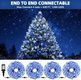 105FT 300 LEDs Blue White Christmas Lights Outdoor Indoor, Waterproof Christmas Tree Lights, 8 Lighting Modes with | Lumora