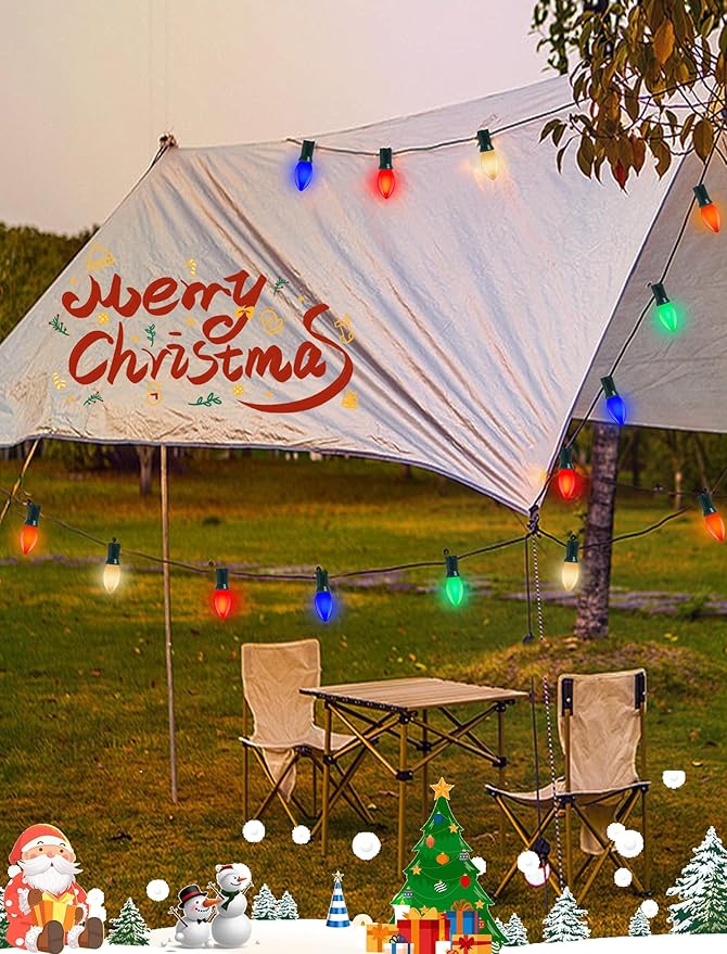 C9 LED Christmas Lights Outdoor 25Ft Outdoor Christmas Decorations String Light Waterproof with 26 C9 LED | Lumora