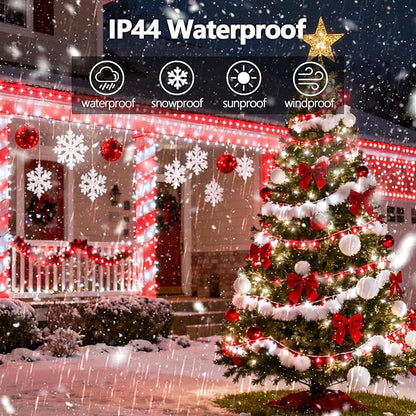 2026 New Voice Control 88ft 240LED Smart Christmas String Lights Outdoor/Indoor | String Lights with Remote, 12Modes, 7Voice Commands & Timers, Christmas Twinkle Light for Xmas Tree Decor(Red & White)