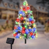 Brightever Solar Christmas Tree Lights Snow Flocked, 68LED Christmas Outside Decor with 8 Lighting Modes, Pine | Lumora