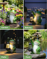 Solar Frog Garden Statue Light, Outdoor Waterproof Decorative Lantern Figurine, Cute Yard Art for Garden Patio Pond | Lumora