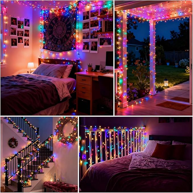 Christmas String Lights (Multicolor -Breathing, 33.3FT), Mini LED String Lights, Waterproof Fairy Lights for Outdoor Indoor Holiday Party Patios Wedding Valentines Day Halloween Xmas Decor