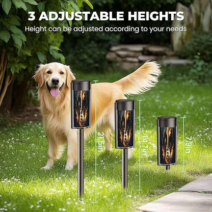 4 Pack Solar Pathway Lights Outdoor Waterproof Guitar City Beautiful Picture gitital Art Solar Garden Lights LED Landscape Lighting for Yard Walkway Lawn Garden Decor