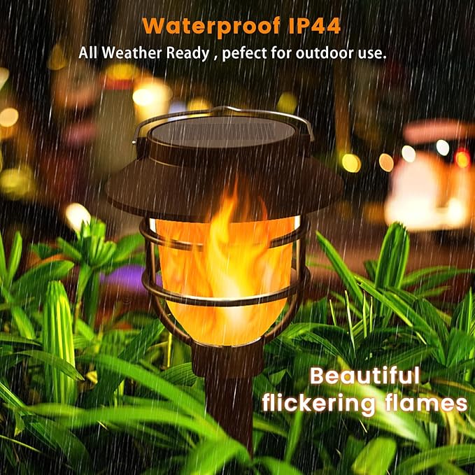 10 Pack Solar Pathway Lights Outdoor - Bright Solar Powered Garden Lights with Flickering Flame, Auto On/Off | Lumora