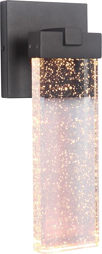 Craftmade Z1604-TB-LED Aria Crystal Outdoor LED Wall Sconce, 1-Light 12 Watt (6"W x 15"H), Textured Matte Black