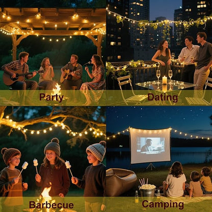 Outdoor String Lights Waterproof, 3000K Warm White 54ft Patio Lights String with 16 Led Shatterproof Bulbs,Outside Hanging Ambience Plug in String Light for Gazebo Garden Camping Porch Yard