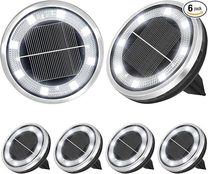 ZAIYW 6 Pack Solar Ground Lights Outdoor Waterproof Garden Lights Solar Powered Disc Landscape Lighting for Pathway | Lumora
