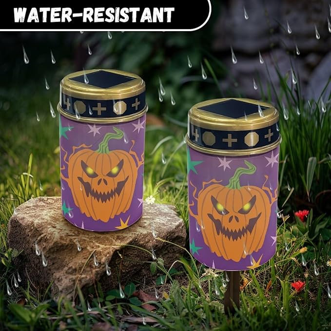 Solar Garden Lights for Cemetery Halloween Pumpkin Solar Lights Outdoor Garden, Eternal Lights for Cemetery Grave Decorations