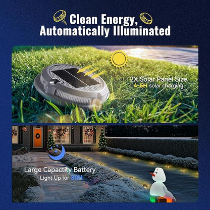 Solar Driveway Lights Outdoor 4 Pack, RGB Colors Solar Deck Dock Lights Outdoor Waterproof IP68, 3 Dynamic Light Modes, Driveway Marker for Warning Stair, Boat Dock, Step, Walkway, Patio Decor