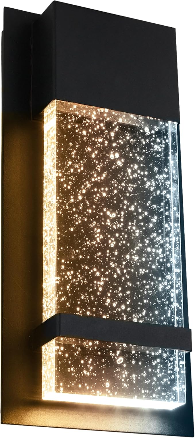 Sunlite 6.5-Inch LED Outdoor Raindrop Wall Sconce Light Fixture, 12 Watts (60W=), 600 Lumens, Color Selectable 30K/40K/50K, Dimmable, 120V, ETL Listed, Black, for Patios, Garage & Entryway Use
