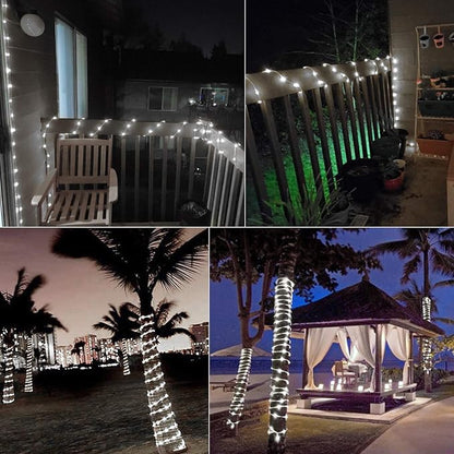Solar Rope String Lights Outdoor 72Ft 200 Led Waterproof Solar Powered Fairy Lights with 8 Lighting Modes, Copper Wire PVC Tube Lights for Garden Wedding Christmas Party DIY Decor(Pure White, 1 Pack)