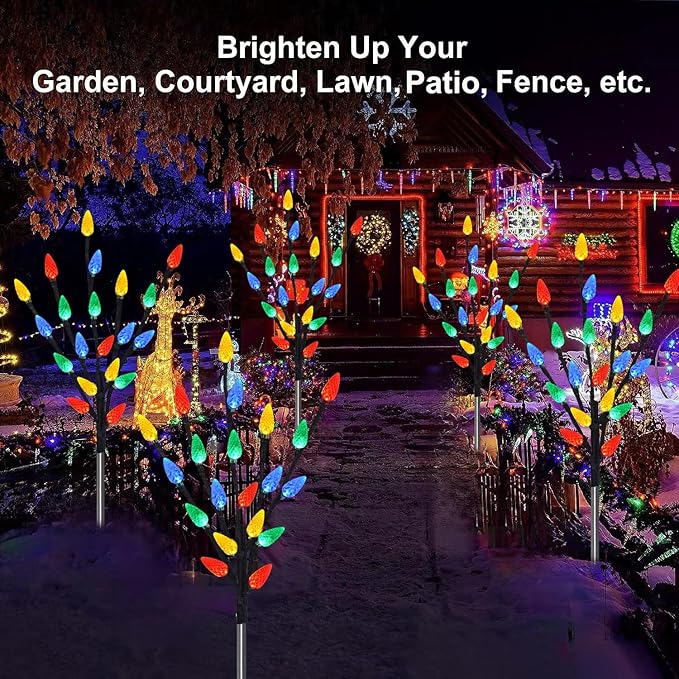 Upgraded 6 Packs 120 LED C6 Solar Christmas Lights, Christmas Decorations Outdoor Yard Lights, 8 Modes Waterproof | Lumora