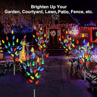 Upgraded 6 Packs 120 LED C6 Solar Christmas Lights, Christmas Decorations Outdoor Yard Lights, 8 Modes Waterproof Pathway Lights for Xmas Decorations Outdoor Yard Patio Cemetery Grave