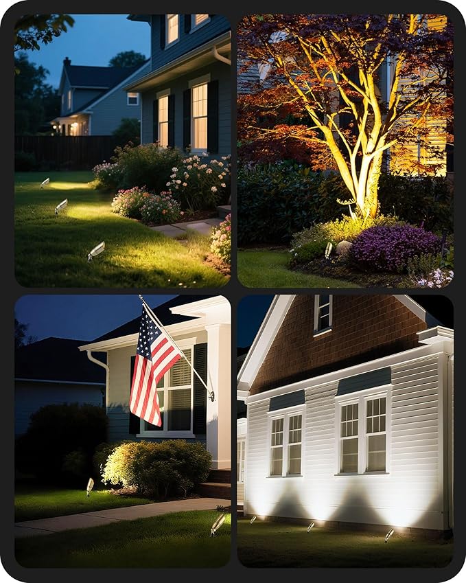 EDISHINE Solid Brass Landscape Spotlights, 12V LED Low Voltage Landscape Lights, 3CCT MR16 Bulb Included, Bronze | Lumora