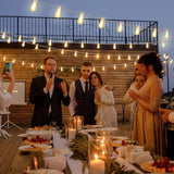 192FT(2x96FT) LED Outdoor String Lights, Linkable Patio Light with 60+3 2700K Waterproof Dimmable Hanging Bulbs for | Lumora