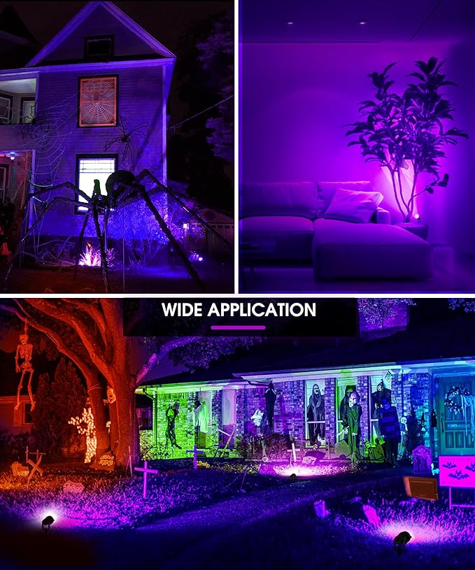 L LOHAS LED Tree Spotlight Outdoor, Purple Halloween Spot Lights for Yard, Auto On/Off 5W 120V Landscape Lighting | Lumora