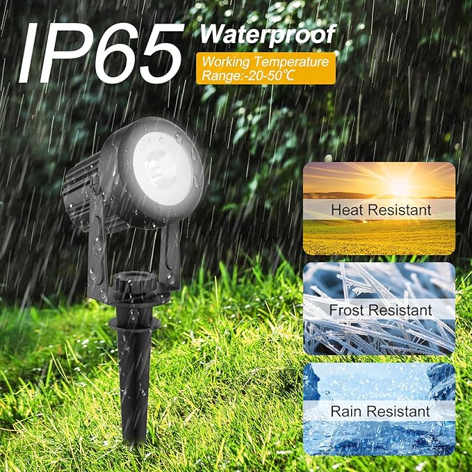 T-SUNUS Christmas Solar Garden Spotlight Outdoor 6-in-1 White Landscape Spot Lights IP65 Waterproof Separated Panel | Lumora