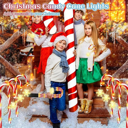 Solar Candy Cane Lights, 12 Pcs Christmas Decorations Outdoor, 8 Modes and Timer, Solar & USB Rechargeable, Waterproof Pathway Lights for Outdoor Christmas Yard Patio Walkway Decor