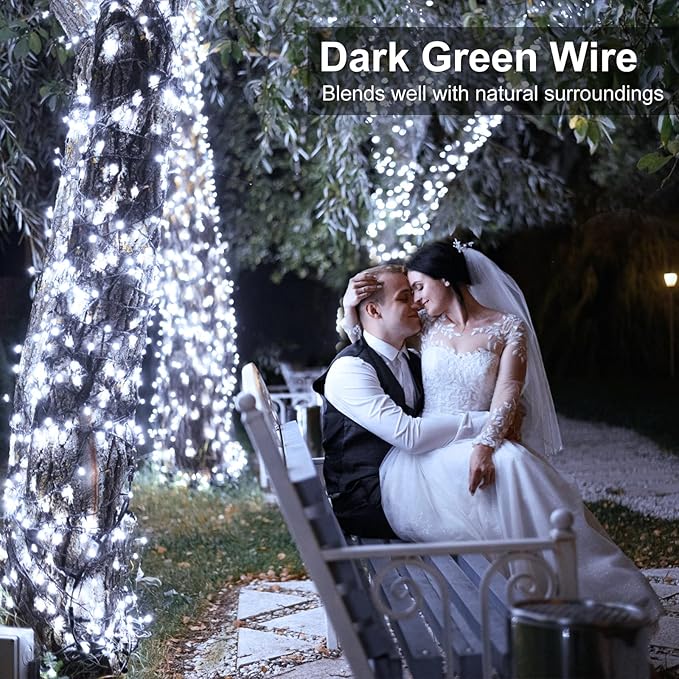 100FT 300 LED Christmas Lights Outdoor, White Christmas Tree Lights with 8 Modes Waterproof, Plug in Connectable | Lumora
