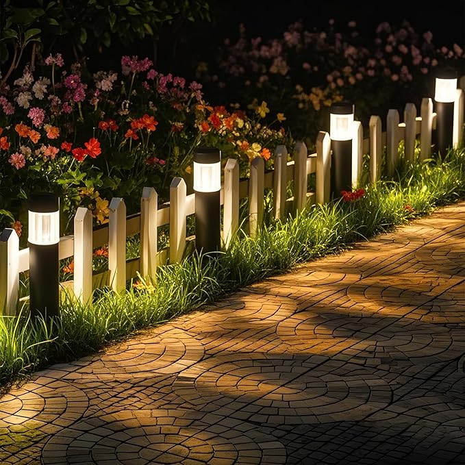 Sublume Solar Pathway Lights Outdoor, 4 Pack Large Stainless Steel Solar Garden Lights, 3000K Brighter Outdoor Solar LED Lights for Yard, Path, Walkway, Driveway, Sidewalk, Landscape Lighting