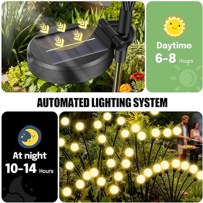 Solar Garden Lights, Solar Lights Outdoor, Firefly Light for Patio Decor,Yard Pathway Decoration, Warm White Lights (2 Pack-16 LEDs)