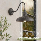 14in Dome Outdoor Gooseneck Lights for Barn, Dark Bronze Exterior Farmhouse Light Fixture with Wall Mount, Outside | Lumora
