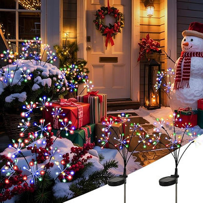 Solar Garden Lights Outdoor, Solar Garden Decor, Solar Fairy Lights, Gardening Supplies, Solar Powered Lights Waterproof for Yard Patio, Fairy Decor Firwork(6 Pack Multi-Colored)