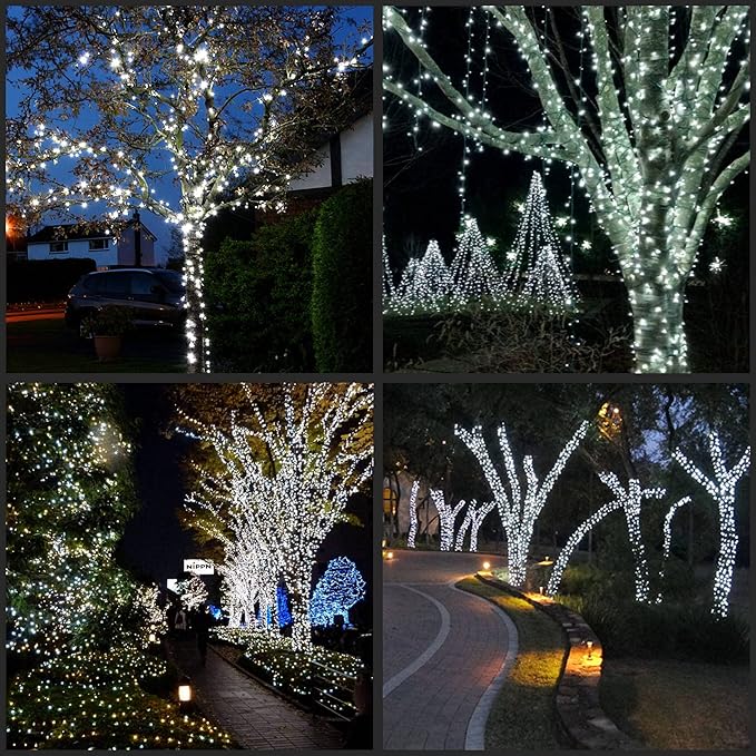 YULETIME 200 Cool White Wide Angle LED Christmas Lights, 66 Feet Green Wire UL Certified 5mm Holiday String Light Set (Cool White)