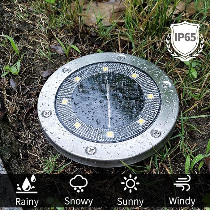 SEIWEI Solar Lights Outdoor, Garden Deck Solar Disk Lights Waterproof - 8 LED Outdoor in-ground Solar Lights for | Lumora