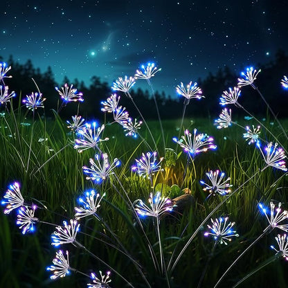 Solar Garden Lights, Firework Starburst Ground Plug Lights 2 Packs, 160 LED Solar Powered Waterproof Firefly Light for Outdoor Garden, Patio, Yard, Flowerbed Decor, Colorful