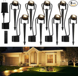 JACKYLED 8-Light LED Low Voltage Landscape Lighting, 9W Outdoor Spot Lights with Adapter, 3000K Warm White, ON/Off | Lumora