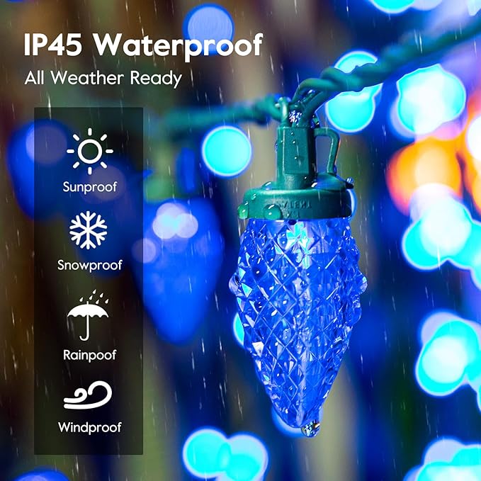 Brightown C9 LED Christmas Lights Outdoor, 66 ft 100 LED Strawberry String Lights, Waterproof Commercial Grade | Lumora