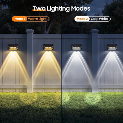LETMY 8 Pack Solar Fence Lights Outdoor Waterproof, Bright Lens LED Fence Deck Lights Solar Powered with 2 Modes for Fence Yard Step Stair Patio Railing