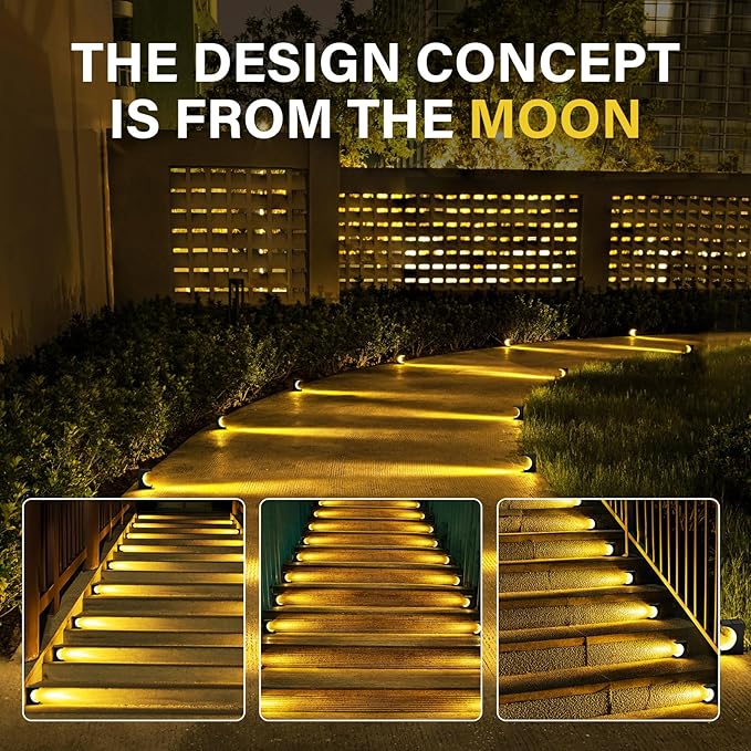 Solar Stair Lights 6 Pack, Outdoor Waterproof IP55, LED Outdoor Step Light Decor for Garden Stair, Deck, Front Step, Front Porch, and Patio