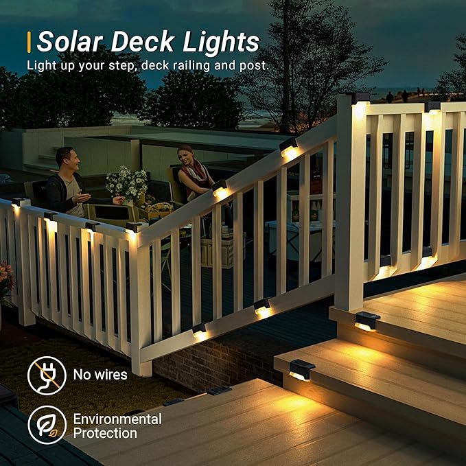 Solar Deck Lights Outdoor, Solar Step Lights Waterproof Led Lights for Outdoor Stairs, Step, Fence, Patio,Yard,Porch and Balcony(12 Pack,Warm White)