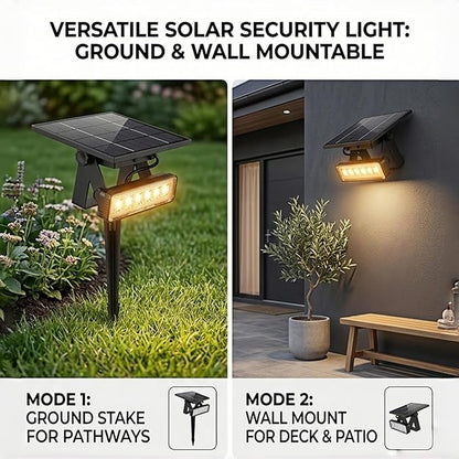 Solar Spotlight Outdoor Single Warm White Solar Garden Light with Adjustable Head and Panel, Dual Installation Ground Stake or Wall Mount, Auto on/Off Landscape Light for Yard Pathway Patio