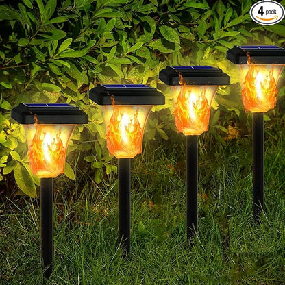 Swingers Solar Lights Outdoor,with Upgraded 2nd-gen Flame tech,LED Solar Torch Lights with Flickering Flame,Waterproof Outdoor Garden Light for Christmas, Garden, Landscape, Path, Yard, Patio (4)