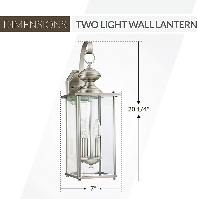 Generation Lighting 8468-965 Jamestowne Transitional Two - Light Outdoor Wall Lantern Outside Fixture, Antique | Lumora