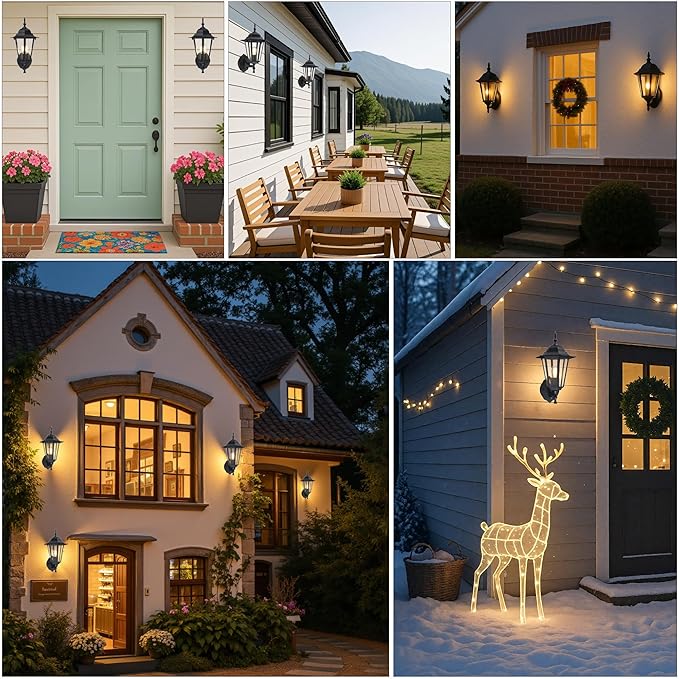 GRUENLICH Dusk to Dawn Outdoor Wall Sconce, Exterior Front Porch Lighting with Clear Glass, Black Aluminum Outside | Lumora