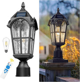 Emliviar 17.3 Inch Solar Lamp Post Light in Black Finish, Dusk to Dawn Outdoor Light Fixture with Remote Control | Lumora