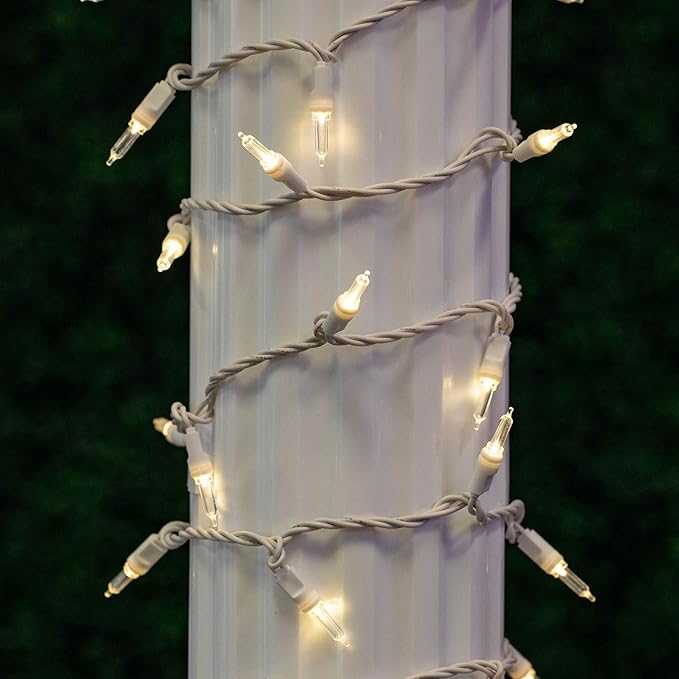 Novelty Lights Vintage Style T5 Warm White LED Christmas Lights, 11.5 Feet White Wire String of 35 Mini Bulbs, UL Listed Indoor/Outdoor Tree Lighting