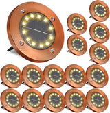 Solar Ground Lights Outdoor Waterproof Flat Garden Solar Disk Lights Floor 12 LED 16 Pack for Garden Patio Pathway | Lumora