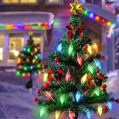 Dremisland Solar Christmas Tree Outside 4Pack Waterproof Solar Xmas Trees with 80 LED Lights 2 Flashing Modes Solar Christmas Decorations Outdoor Yard Garden Patio Cemetery Porch Pathway Decor